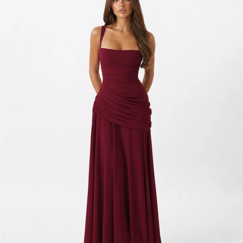 Burgundy Ruched formal dress